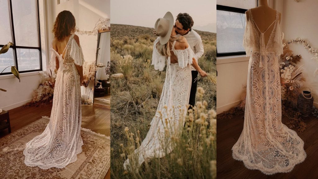 Behati Boho Vintage Lace Wedding Dress