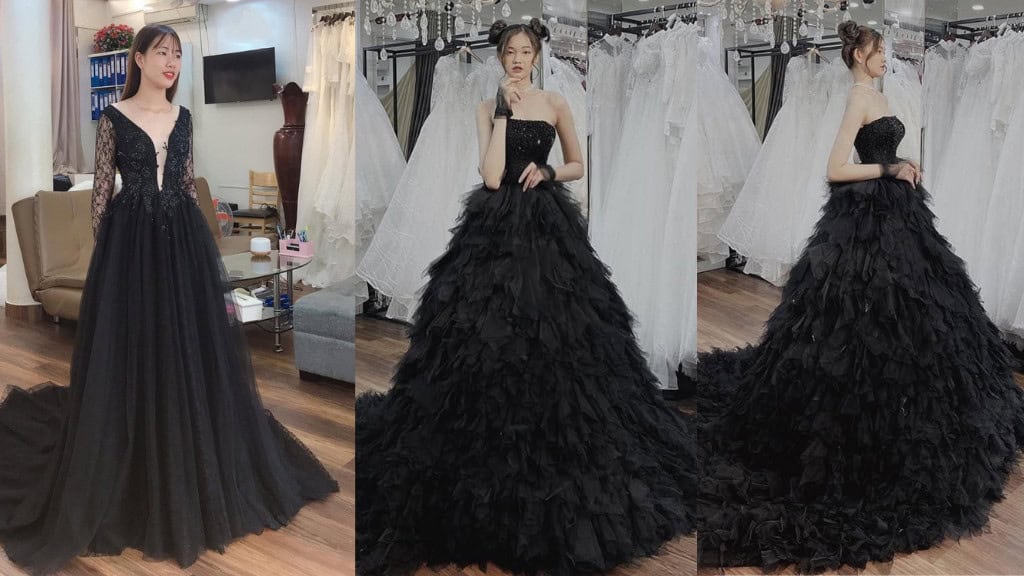 Black Magic Sparkle A-line Wedding Dress