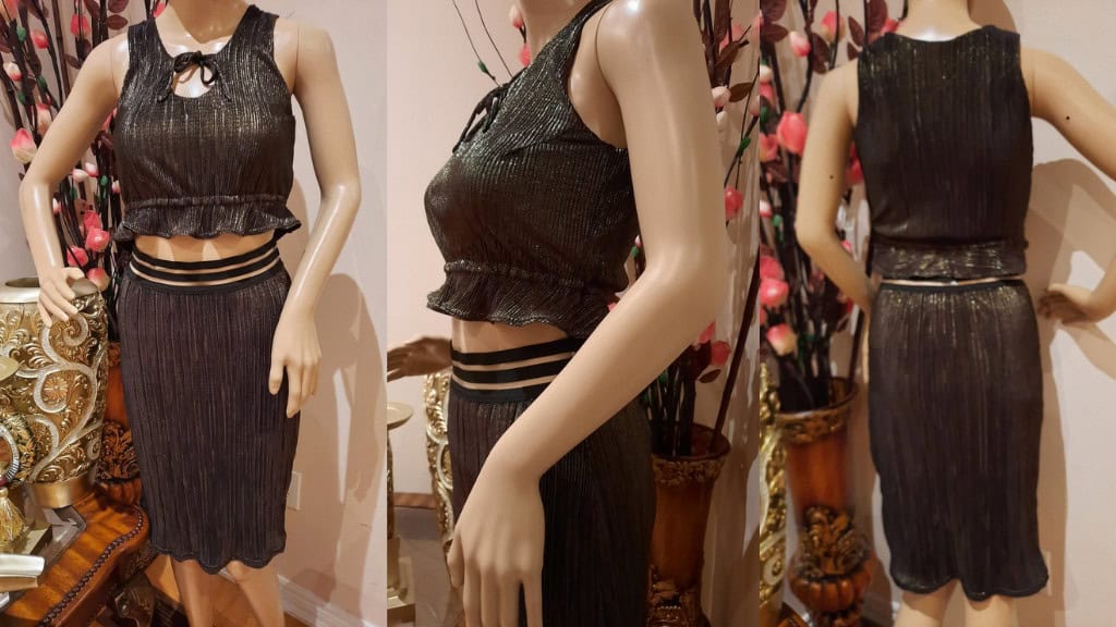 Black and Gold 2-Piece Skirt Set