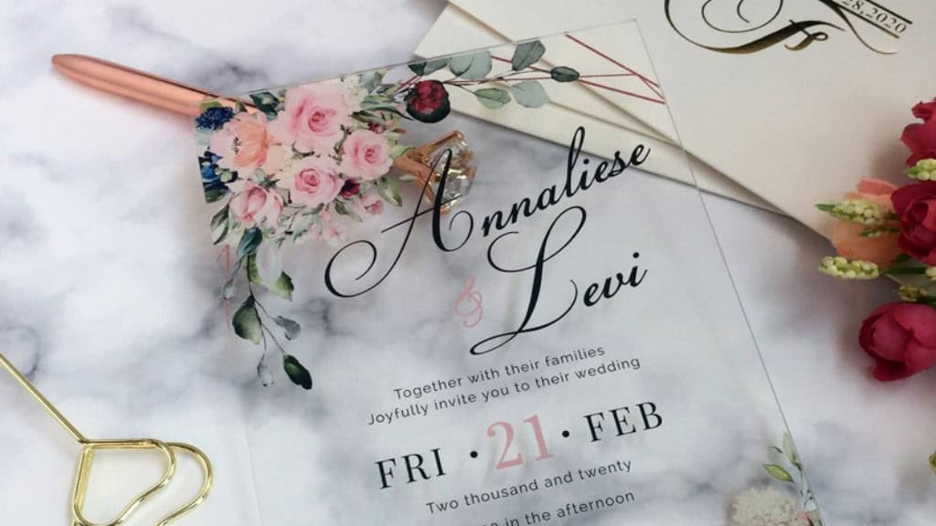 Pink Blush Acrylic Wedding Invitations