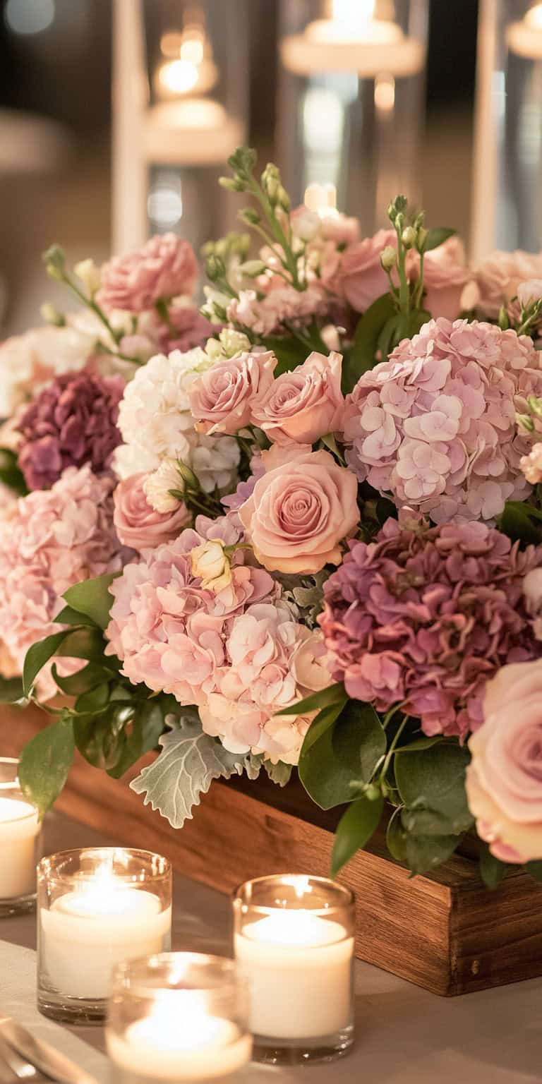 Blush Hydrangea and Lambs Ear 1