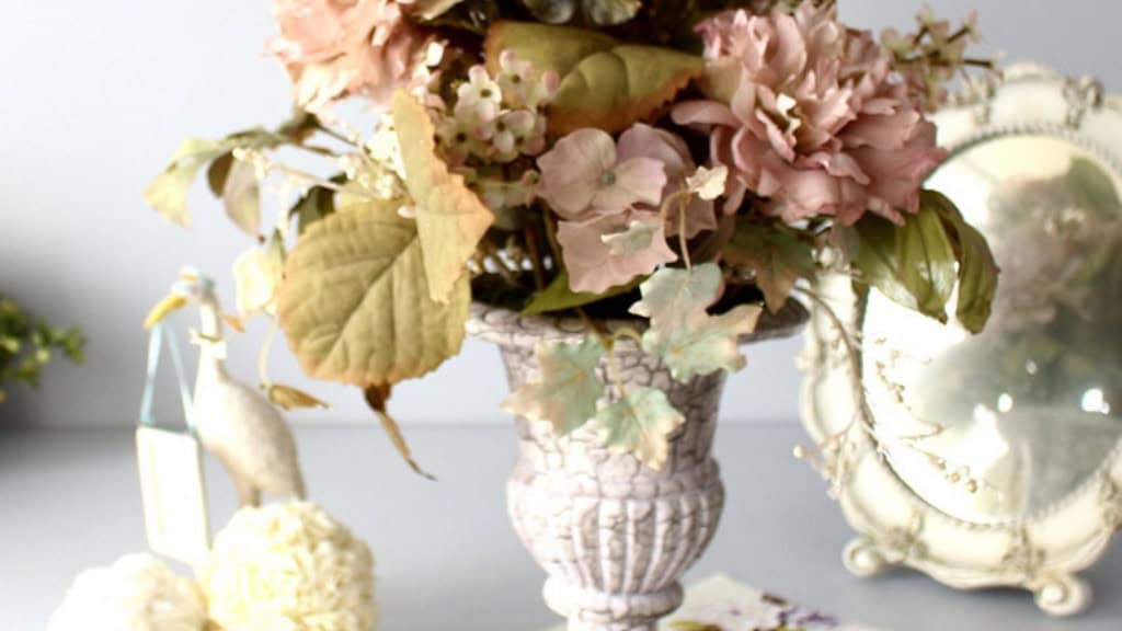 Mosaic Vase with Artificial Peony & Hydrangeas