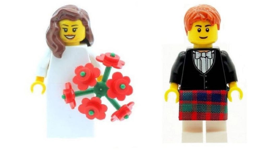 LEGO Wedding Bride & Scottish Groom Minifigs