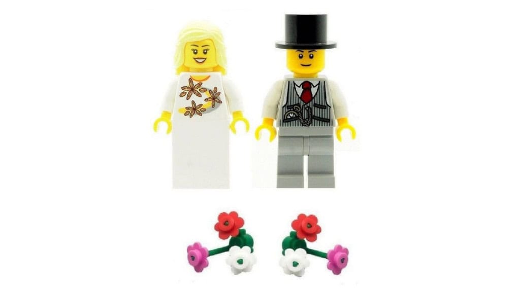 LEGO Wedding Bride Blonde Hair & Groom Minifigures