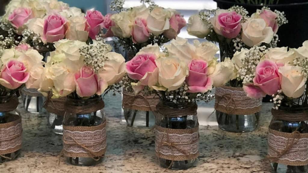 Lace and Twine Mason Jars