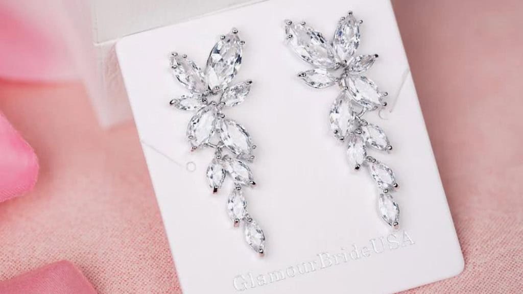 Crystal Bridal Earrings in Silver, Gold, or Rose Gold