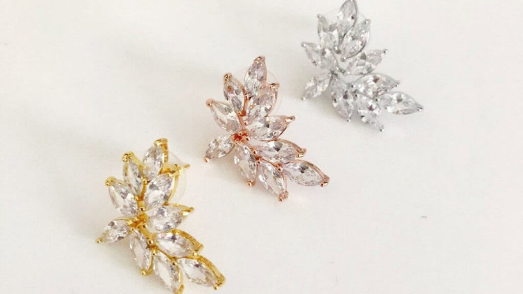 Diamond Stud CZ Wedding Earrings