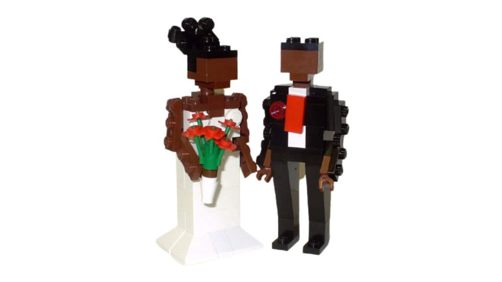 Custom LEGO Bride and Groom Cake Topper