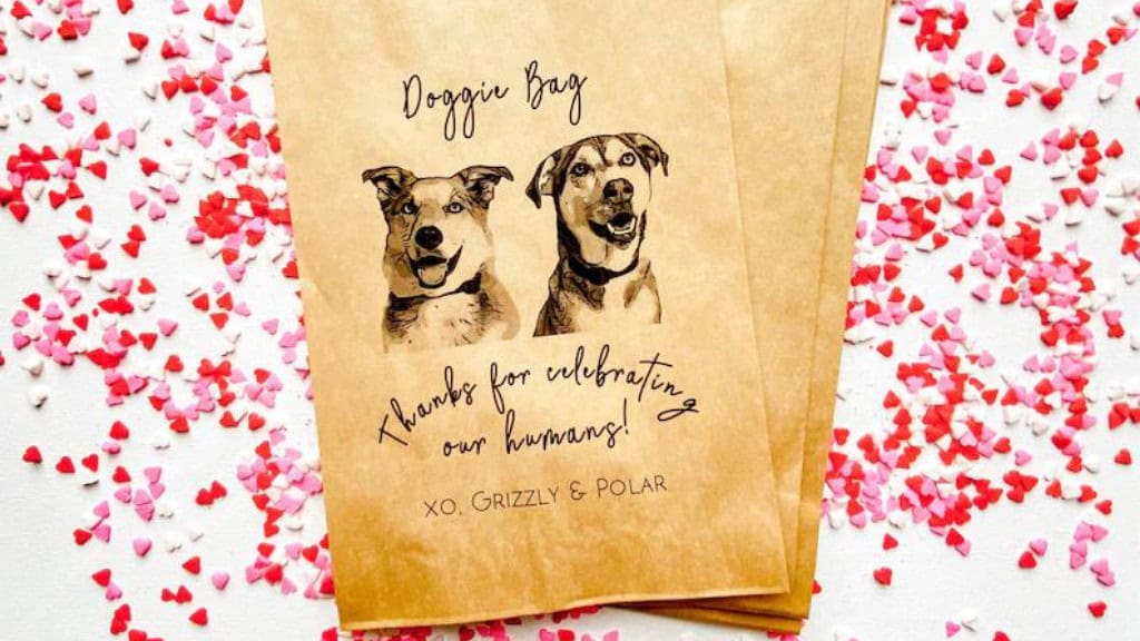 Custom Pet Illustration Wedding Favor Bag