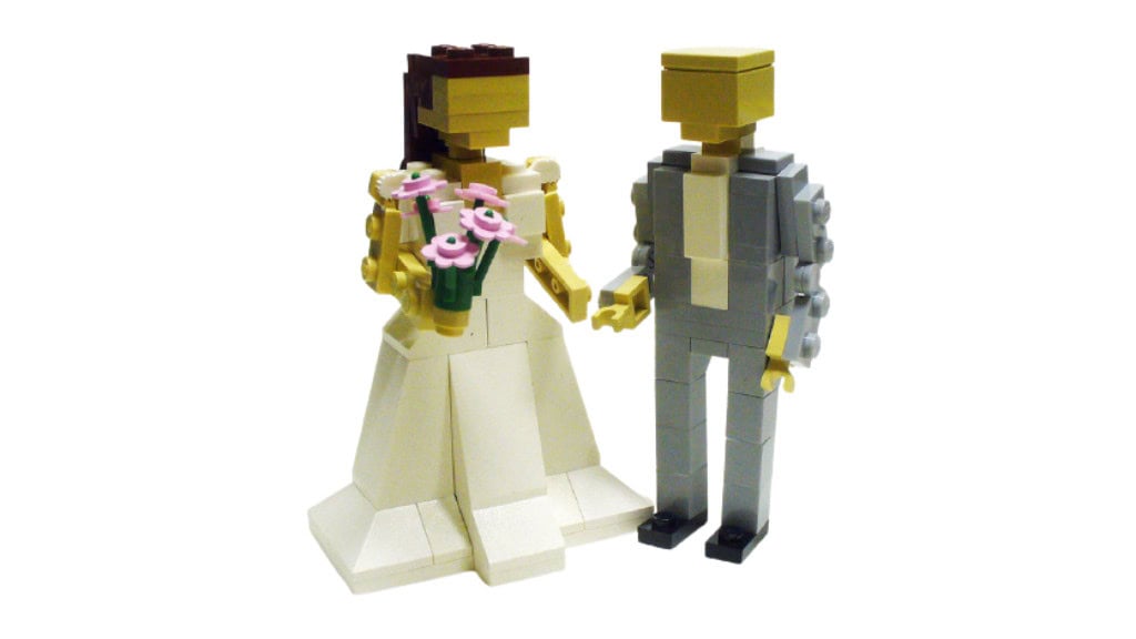 Custom LEGO Bride and Groom Cake Topper