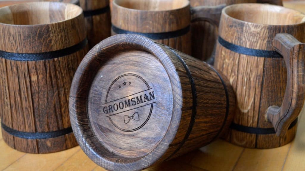 Personalized Oak Groomsmen Beer Mug