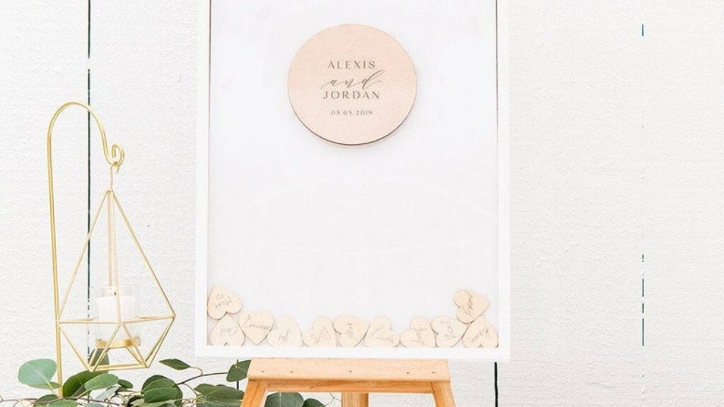 Wooden Custom Name Drop Box Guest Book