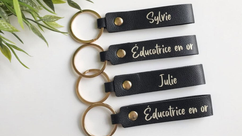 Custom Faux-Leather Personalized Keychain