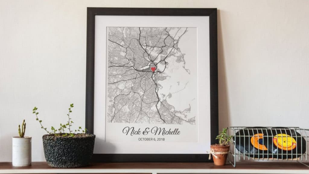Personalized Engagement Map Art Print