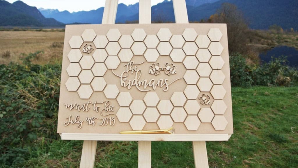 Bee Rustic Custom Wedding Guest Book