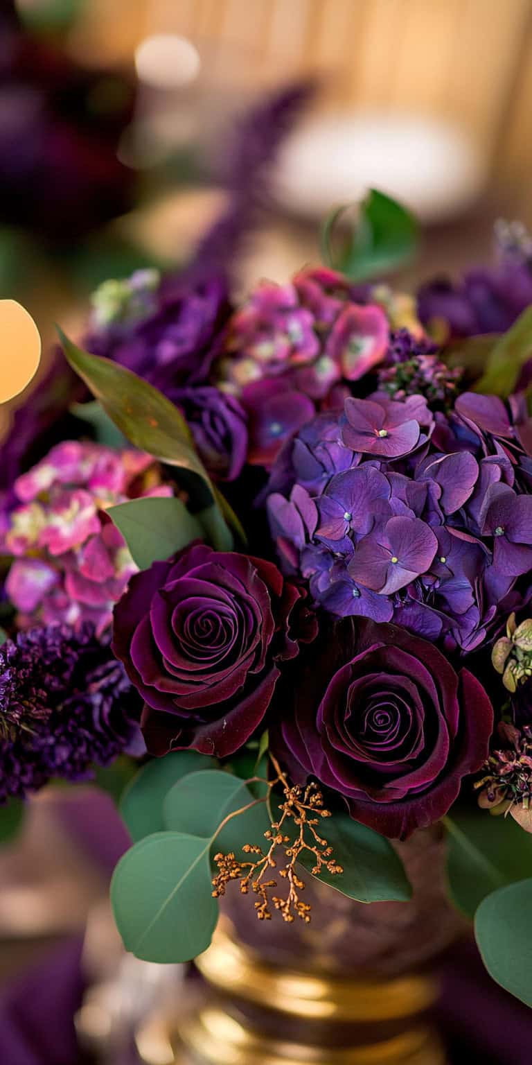 Dark Purple and Green Elegant Centerpiece 1