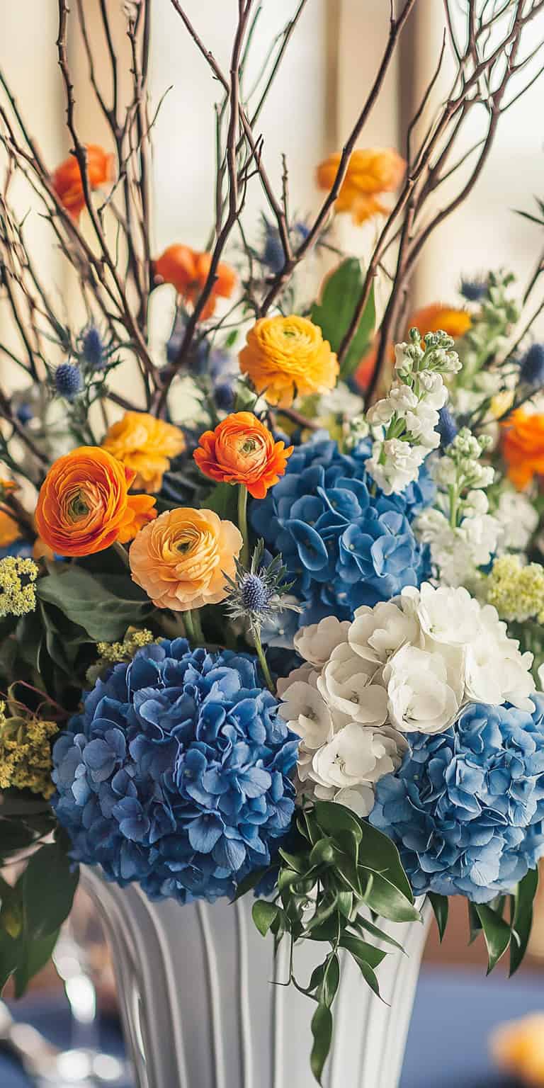 Electric Blue and Orange Arrangement 1