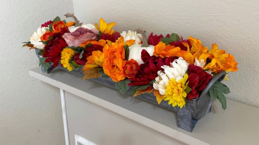 Farmhouse Pumpkin Centerpiece with Fall Flowers
