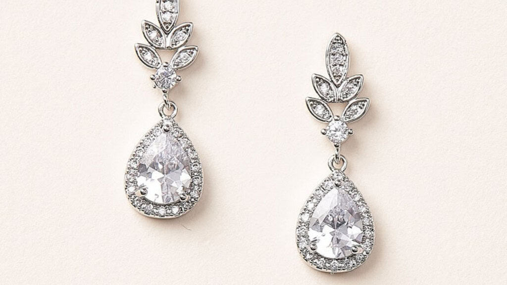 Emilia Floral Bridal CZ Drop Earrings