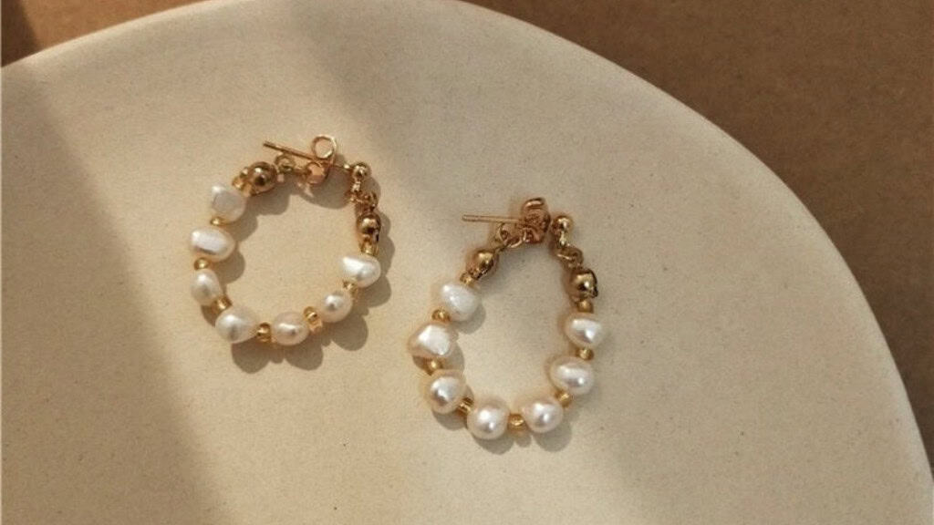French Vintage Chain Baroque Pearl Earrings