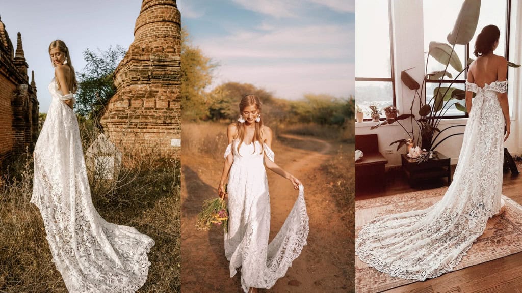 Bohemian Crochet Lace Wedding Dress