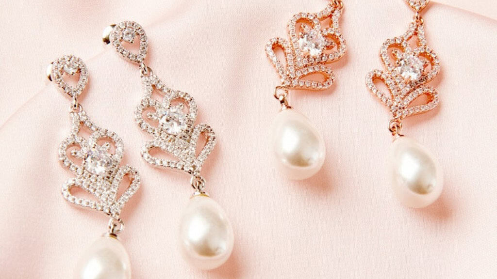 Rose Gold Wedding Earrings