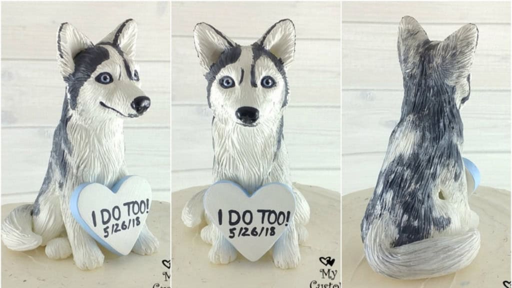 Husky Wedding Cake Topper