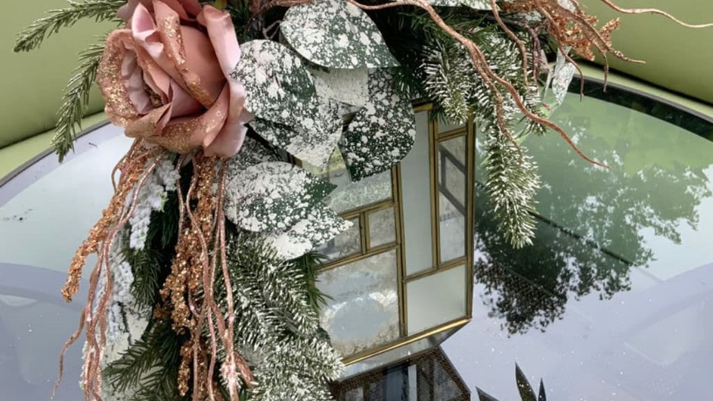 Rose Gold Winter Lantern Swag