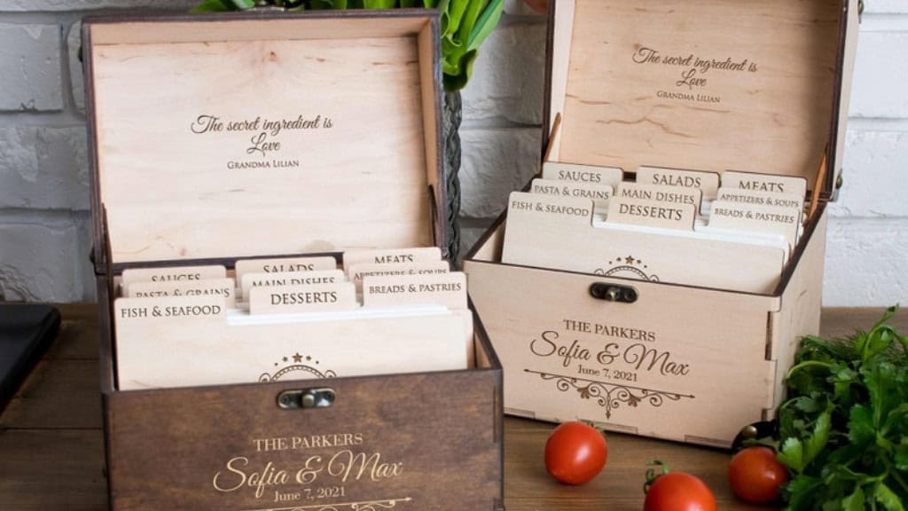 Personalized Wooden Wedding Recipe Box
