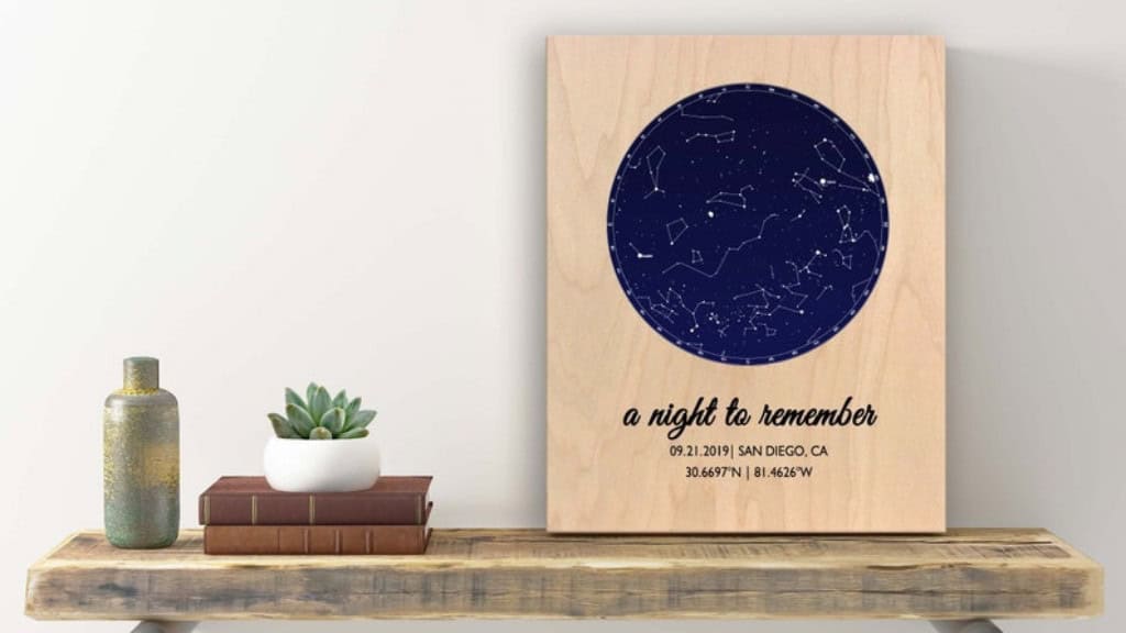 Personalized Star Map Wood Print