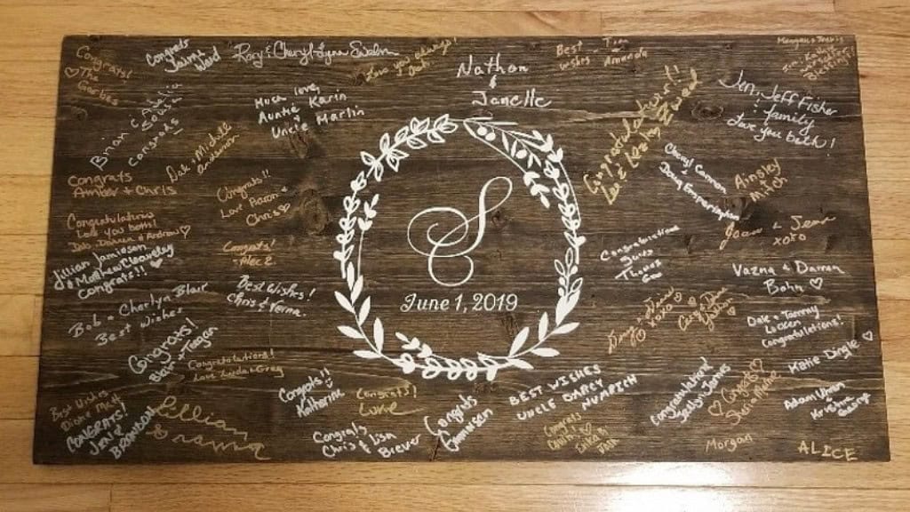 Pine Wedding Guest Book Alternative Board