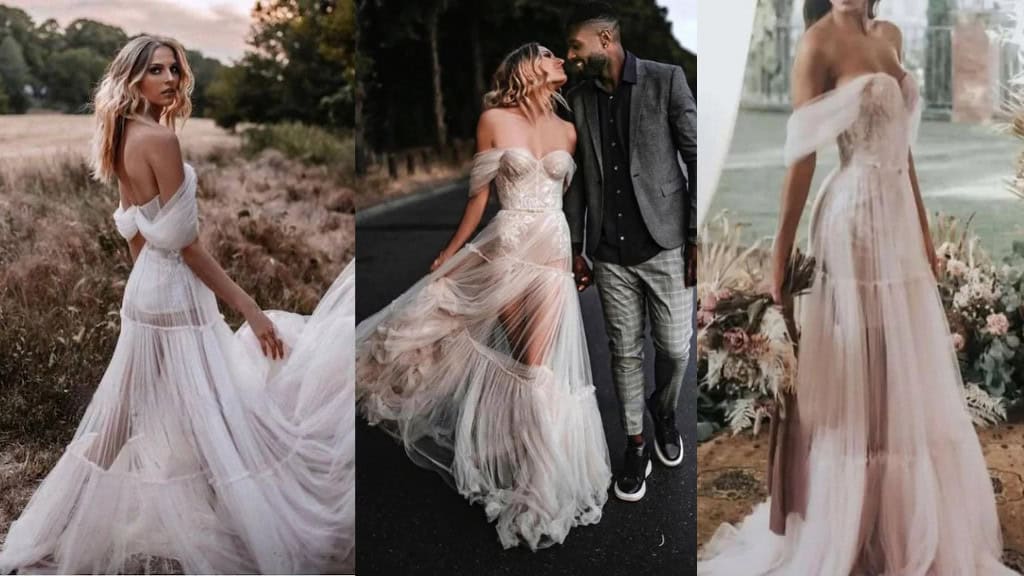 Sexy Sheer Boho A-Line Wedding Dress