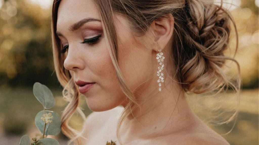 Silver Crystal Drop Wedding Earrings