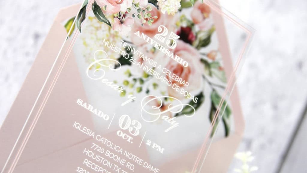 Acrylic Vintage Flowers Handmade Wedding Invitations