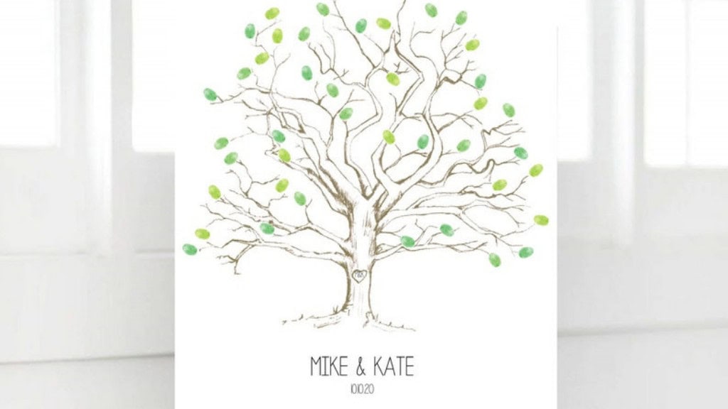 Personalized Wedding Fingerprint Tree Guest Book