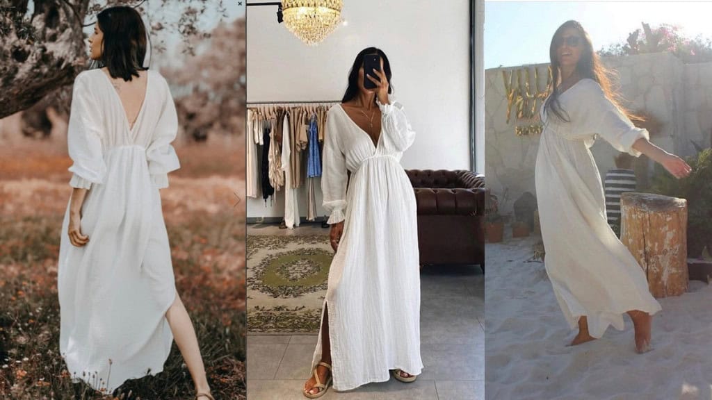 Romantic Cotton Long Sleeve Maxi Dress