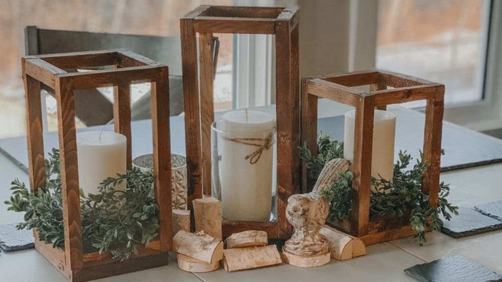 Wooden 3-Piece Lantern Set