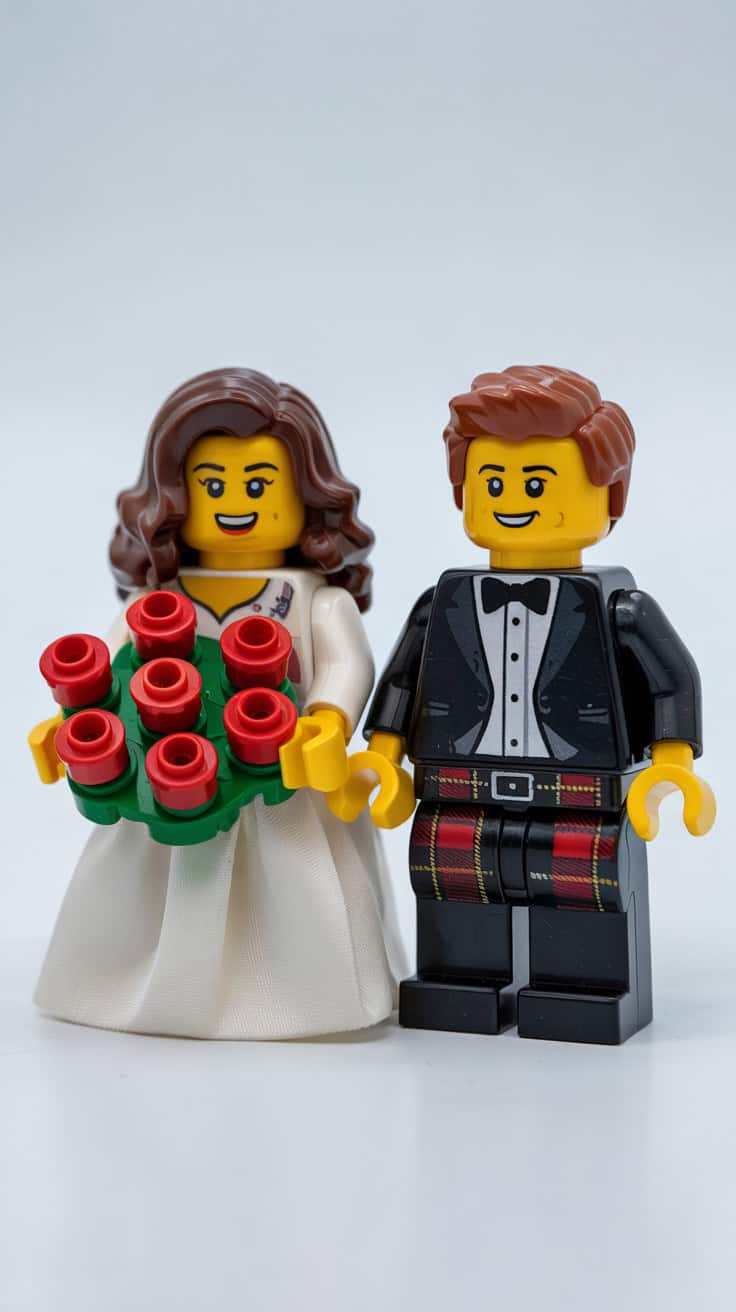 a studio photograph showcases two lego