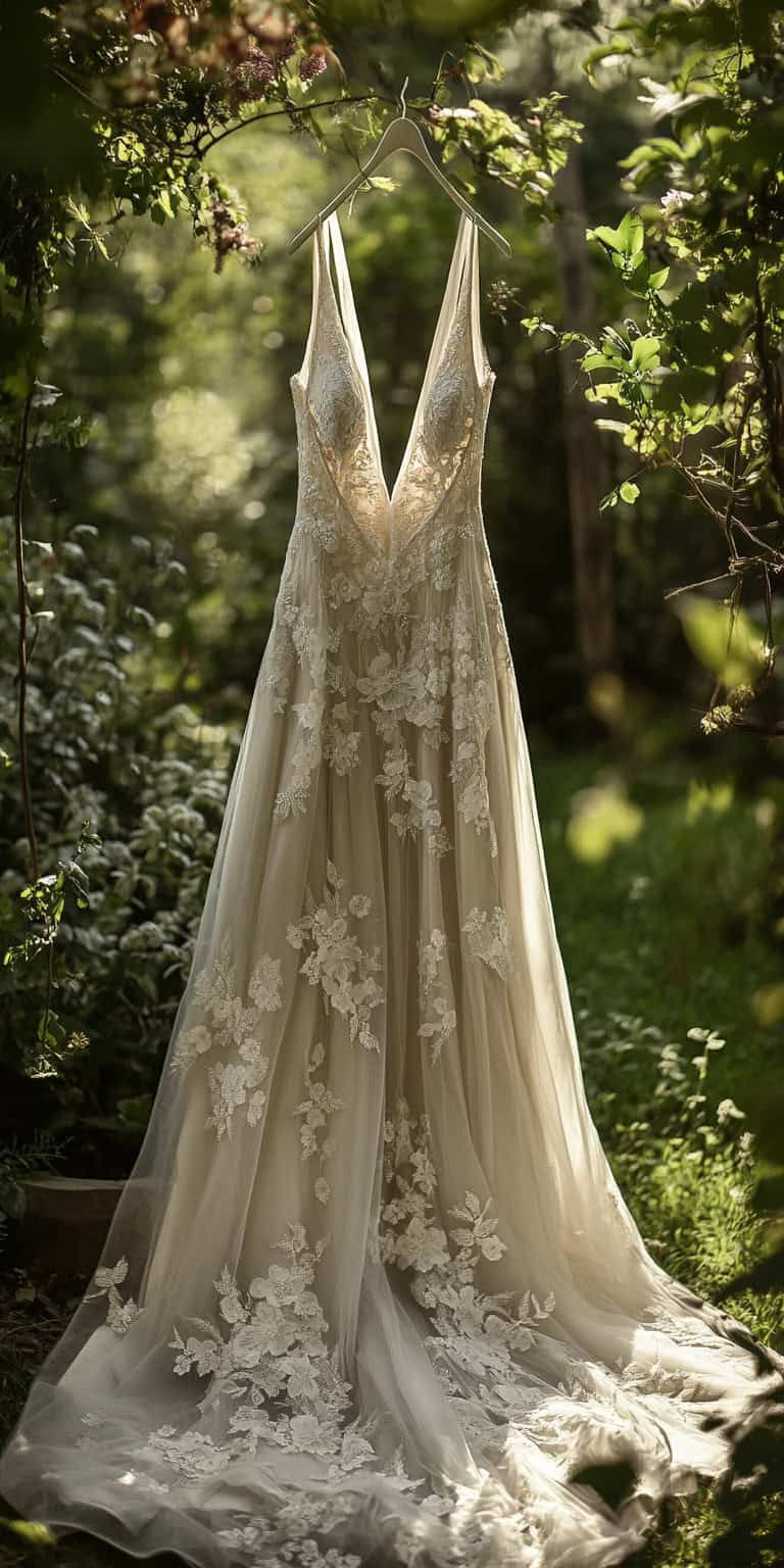 jakecain7 A photorealistic image of a boho A line wedding dre cf682356 0c8a 45c3 b3b4 54ffbf31c623 2