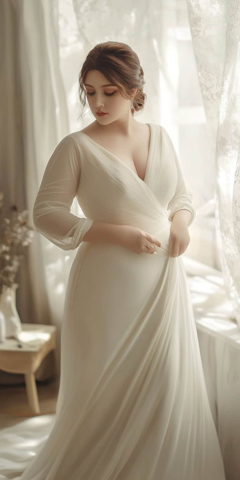 jakecain7 A photorealistic image of a plus sized ivory weddin 56d67168 43da 4eb4 a265 543ef6a87e96 0