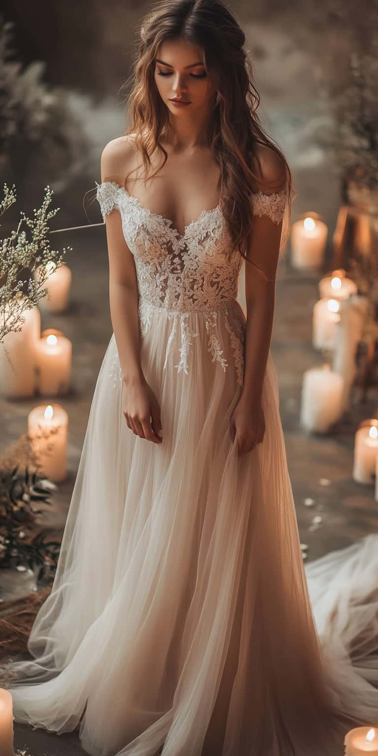 jakecain7 A photorealistic image of a sheer off shoulder boho 488b7367 b067 4a2a 8a15 6dd330ae24f1 3