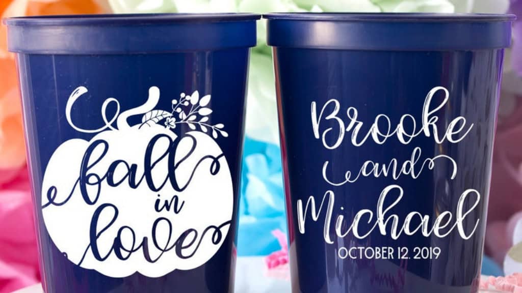 Personalized Pumpkin Wedding Favor Cups