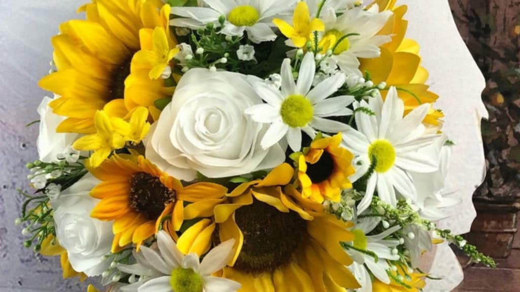 Artificial Sunflower and Daisy Bridal Bouquets