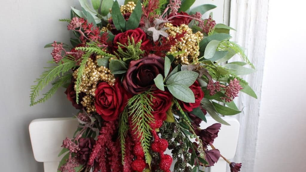 Emerald Green Burgundy Wedding Bouquet