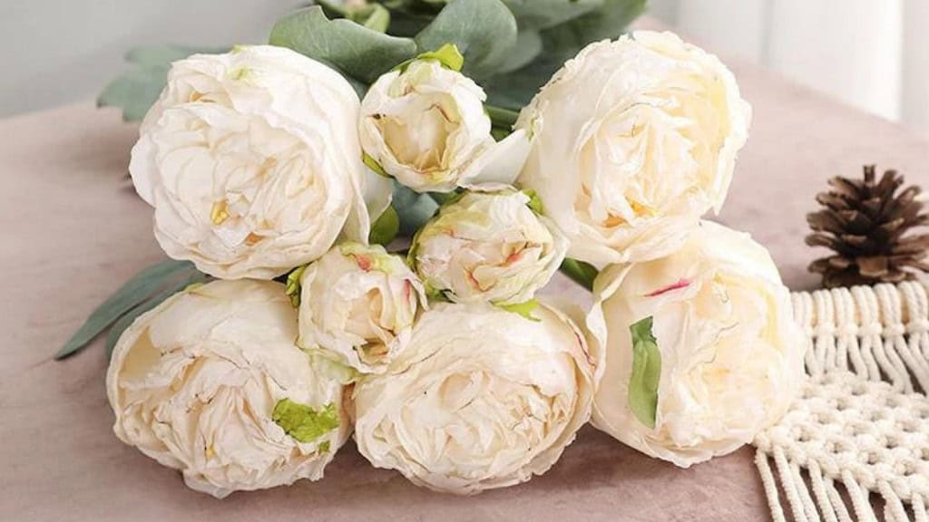 32" 8 Stem Realistic Dried Peony Bouquet