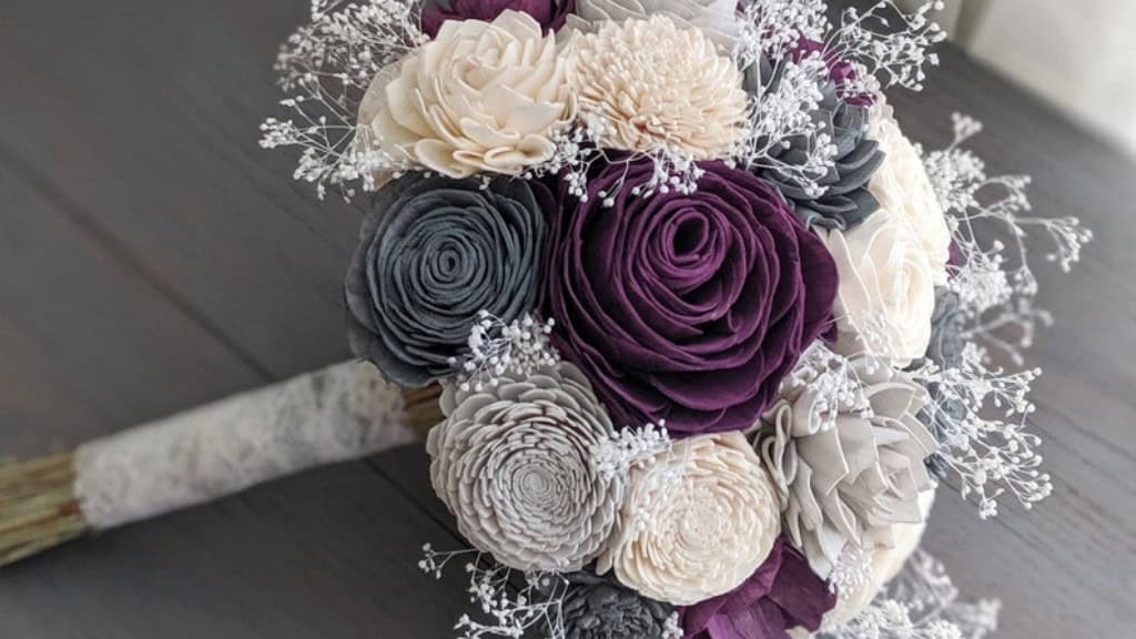 Plum Charcoal Sola Wood Flower Bouquet