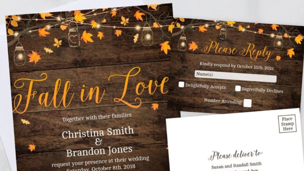 Rustic Fall Wedding Invitation Template