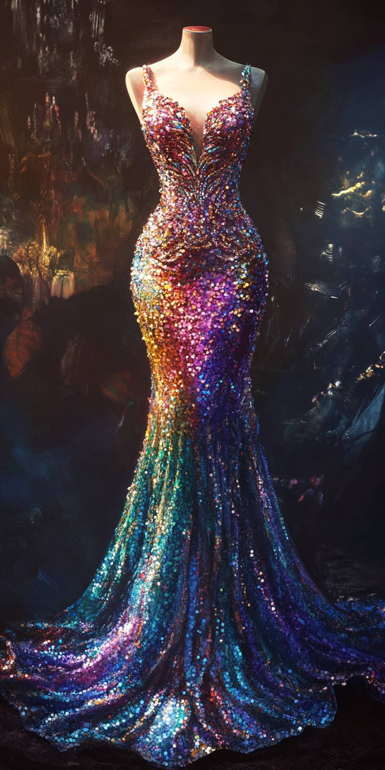 jakecain7 Photorealistic image of a colored sequined mermaid e19c75bb 905b 4910 b462 5b6eeb614400 1