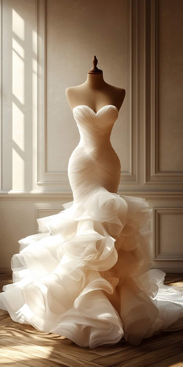 jakecain7 Photorealistic image of a mermaid wedding dress wit 7f15d6c8 5b2a 405d 8914 773949f23e3e 0