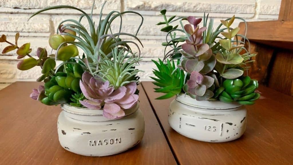 Succulents in Mason Jars Farmhouse Decor